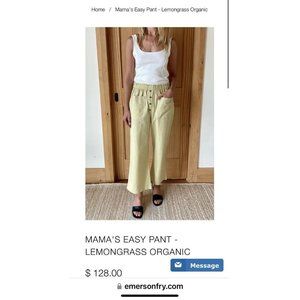 Emerson Fry XXS Organic Cotton Wide Leg vintage inspired Lemongrass India